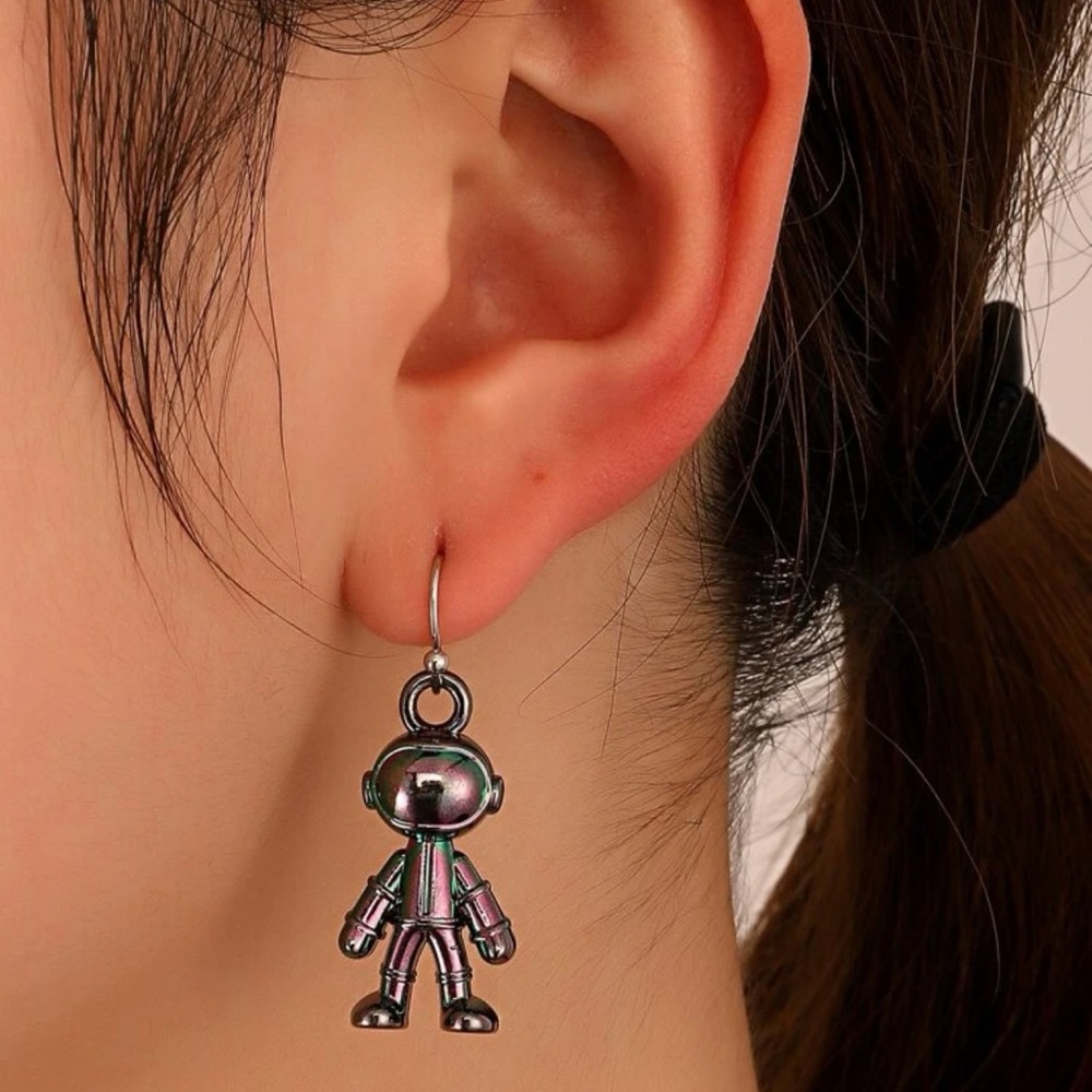 π©βπ Awesome Iridescent Large astronaut Guy Dude Drop Earrings π©βπ - Picture 1 of 4